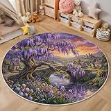 Diseño 3D Único : Nuestra alfombra redonda con impresión 3D presenta Paisaje Rural en tonos vibrantes, que aporta un efecto visual realista y envolvente. Su Árboles De Glicinia Río combina arte y decoración, dando vida a cualquier estancia con profundidad y carácter. Ideal para añadir calidez y estilo al salón, dormitorio o rincón de lectura
