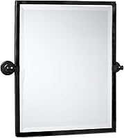 Vista 20 de Espejo rectangular de baño con marco de metal dorado cepillado, espejos de tocador biselados inclinables para pared, total 23.9 x 24 pulgadas