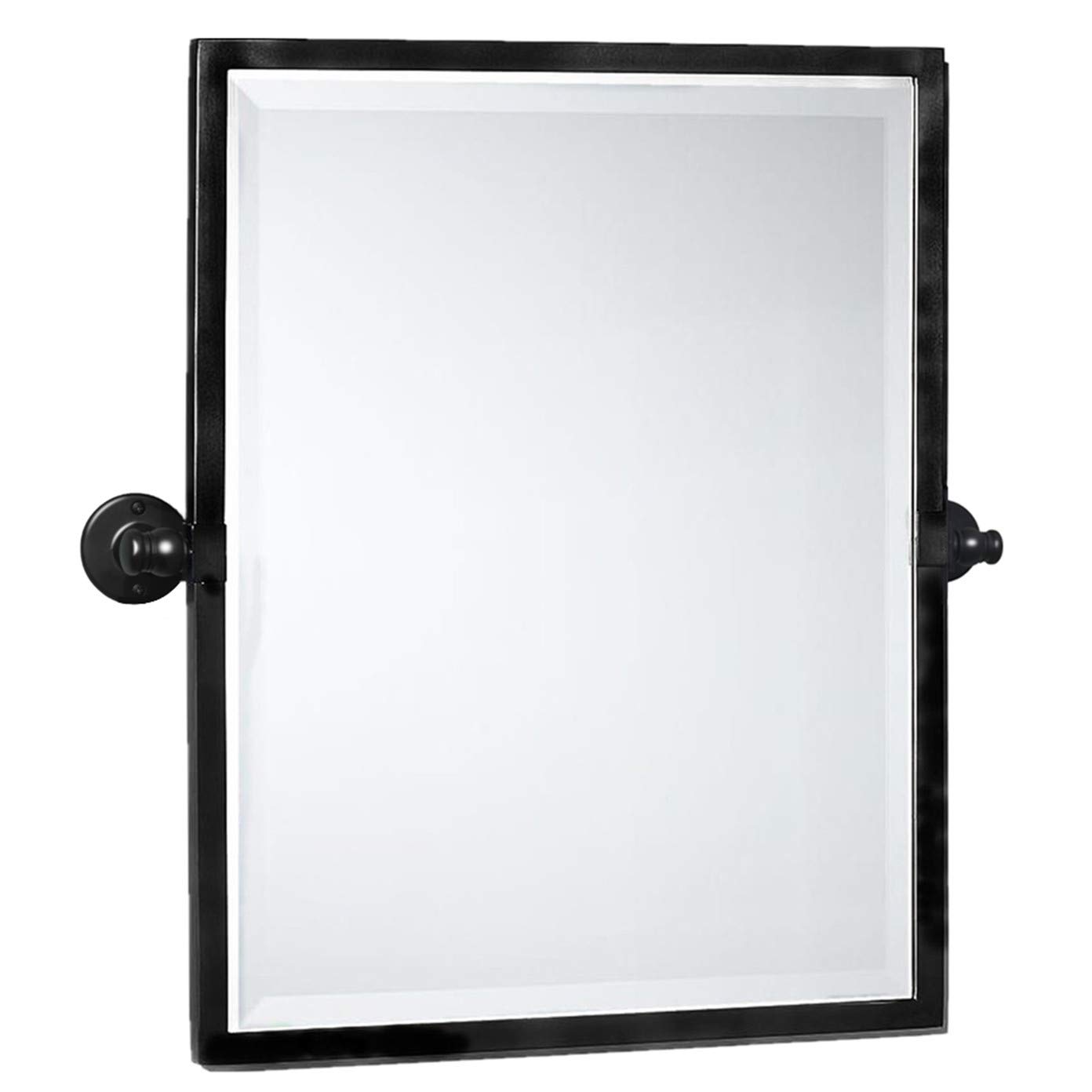 Black Metal Framed Pivot Rectangle Bathroom Mirror Tilting Beveled Vanity Mirrors for Wall Overall 23 9 x 24