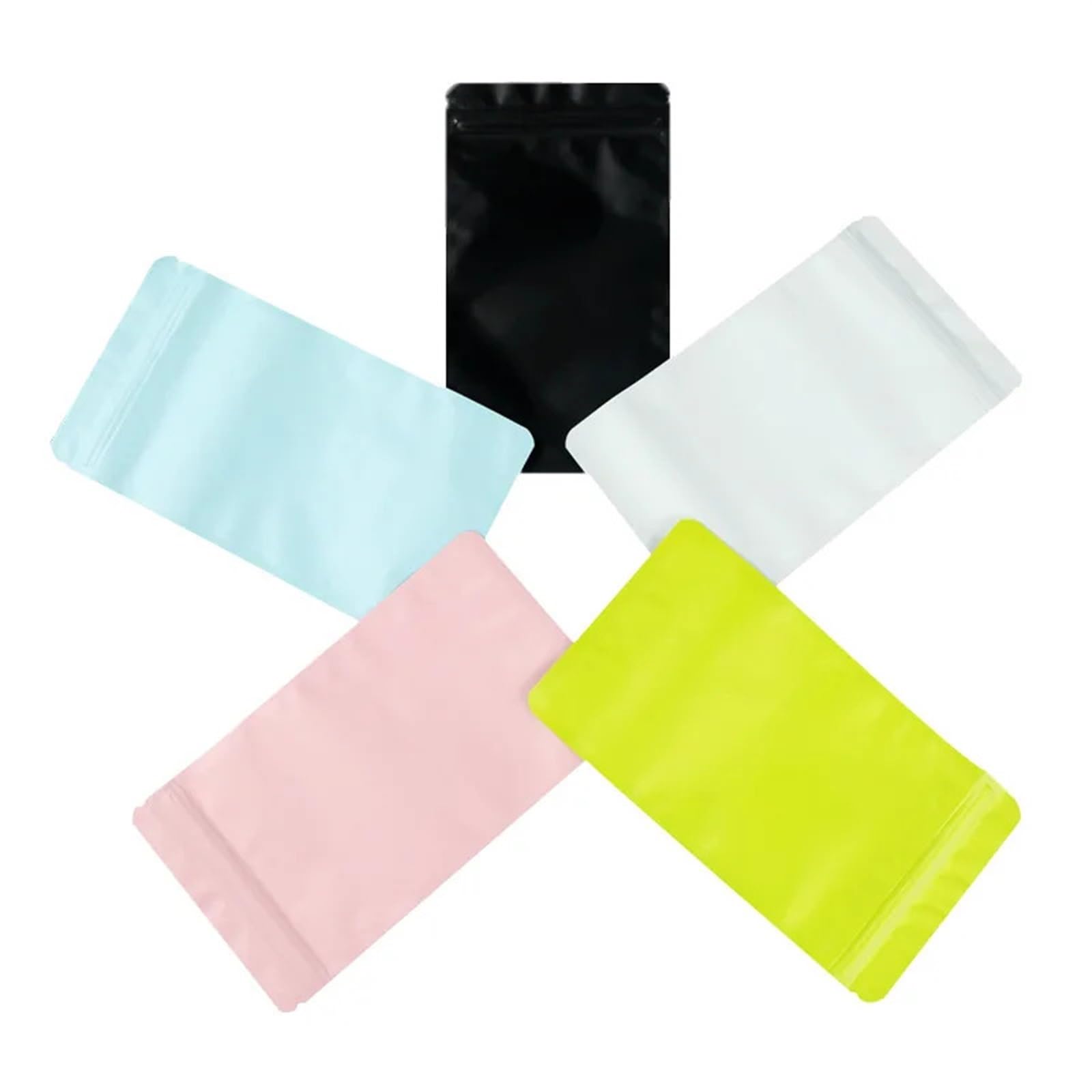 sacchetti con chiusura a zip, Confezione da 50 sacchetti con chiusura lampo in Mylar piatta, varie misure, multicolore(Black,16x24cm)
