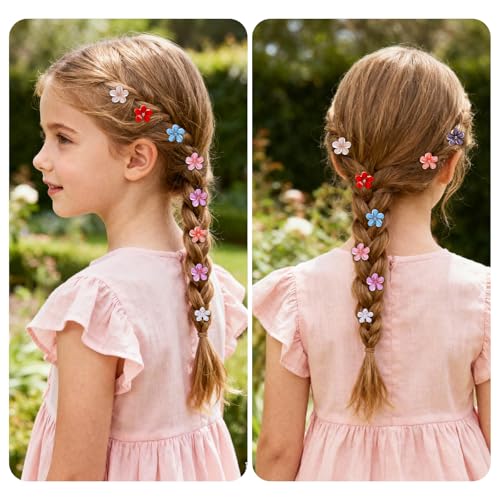 16 piezas pinzas mini flor de cristal, clips para cabello antideslizantes con diseño de garra floral para mujeres y niñas miniatura 7