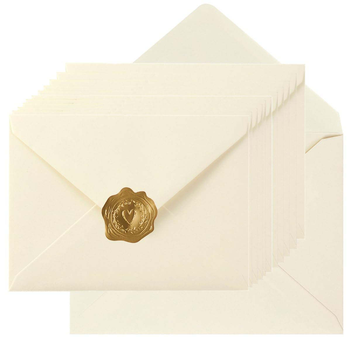 Photo 1 of 100 Pieces A7 Envelopes Colorful 5x7 Envelopes for Greeting Cards, Birthday, Weddings, Baby Shower Invitation Cards (Cream Color, A7(5.24 x 7.24 Inches))