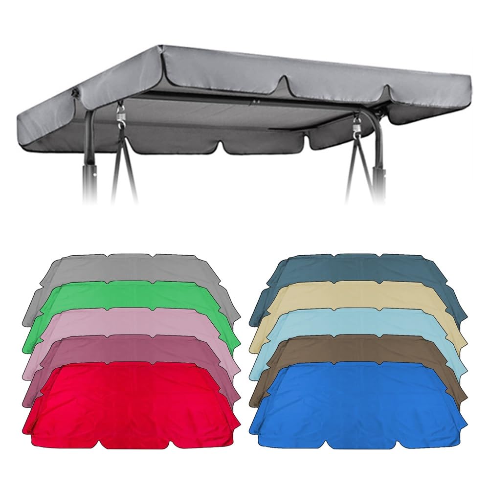 SMCMGECEUZ Universal Swing Canopy Replacement Garden Swing Chair Canopy Replacement Top Cover, Waterproof Top Cover For Patio Swings 56x47 65x45 75x52 77x49in(Gray,195x125cm(77x49in))