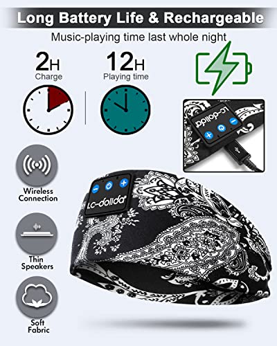 Image of LC-dolida Sleep Headphones Bluetooth Music Wireless Band Headphones with Thin HD Stereo Speakers Perfect for Side Sleepers, Sport, Yoga, Travel