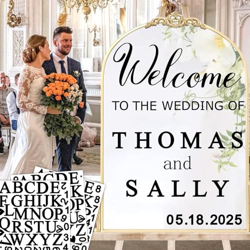 Welcome to Our Wedding Signs Decals Customized Bride and Groom Names Mirror Decals Selfie Mirror Stickers for Wedding Party Date Personalized Marriage Decor DIY Lettering Wedding Welcome Vinyl Decals
