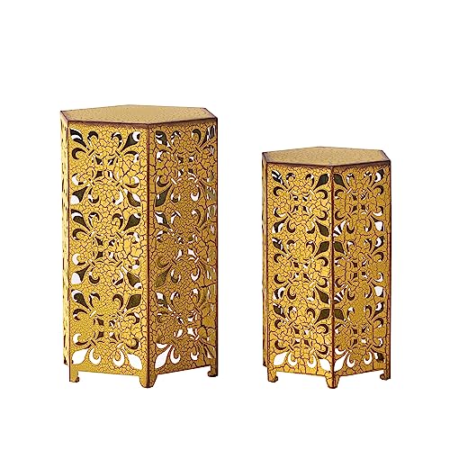 Christopher Knight Home Parrish Iron Accent Tables, 2-Pcs Set, Antique Yellow