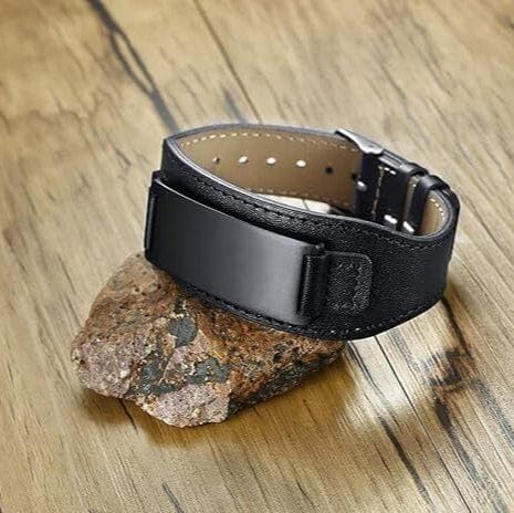 Image of THE MEN THING DARKMATTER STRAP BLACK - Genuine Braided Leather Bracelet Set for Men & Boys (8 inch)