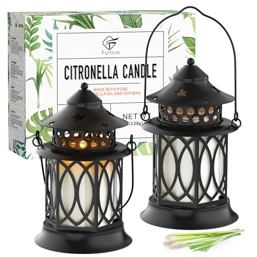 Citronella Candles Outdoor 2 Pack Citronella Candle Lanterns with Lid Soy Wax Outdoor Candles for Patio Garden Porch Backyard Camping & Summer Outdoor Decor