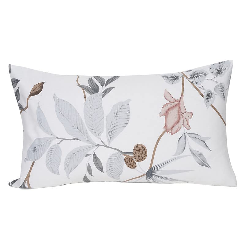 Image of Naksh Cotton 186 TC Floral Pillow Covers Set of 2, White Pillow Cover | Sleep Pillow Covers (18 in x 27 in) | Soft Pillows Covers Cotton for Big Pillows