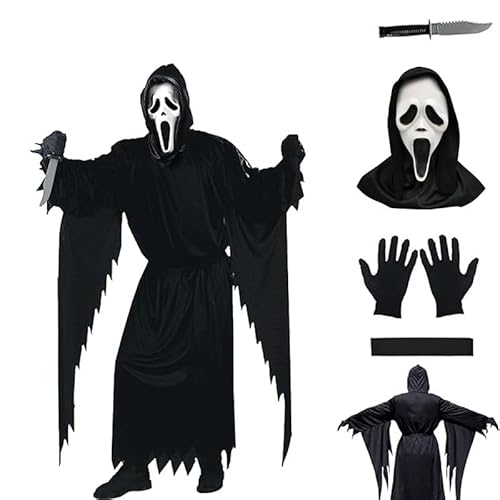 Ayucanpeng Halloween Scream Costume,Disfraz De Scream De Ghost Face,Disfraz De Fantasma De Screaming Para Adultos, Con Máscara De Ghostface Y Cuchillo,Fiesta, Cosplay S Ayucanpeng Halloween Scream Costume,Disfraz De Scream De Ghost Face,Disfraz De Fantasma De Screaming Para Adultos, Con Máscara De Ghostface Y Cuchillo,Fiesta, Cosplay S