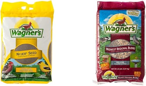 Wagner's 62053 Nyjer Seed - Alimento para pájaros silvestres, bolsa de 20 libras y 62006 Midwest Regional Blend Alimento para pájaros silvestres,