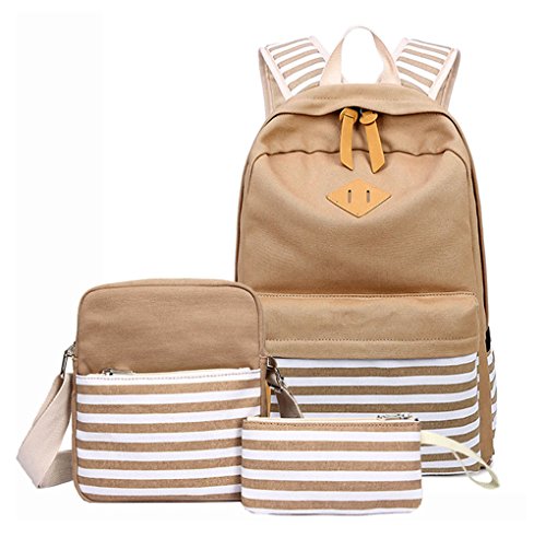Greeniris - Mochila infantil Marrón 3 Pcs Khaki large