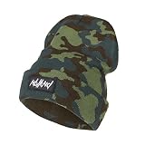 Nebelkind Unisex Beanie Folded Camouflage Patch Strickmütze Grün One Size