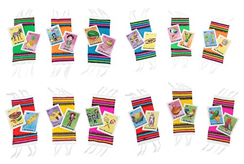 Mexican Bingo Game Fiesta Party with Serape Brooch - Cards Mexican Corsage, with Safety Pin - 12 Pack4