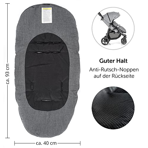 Zamboo Universal Fußsack für Babyschale, Kinderwagen Wanne und Buggy - 2in1 Winterfußsack und Sitzauflage aus kuscheligem Fleece, Baby Fusssack mit Tasche - Grau