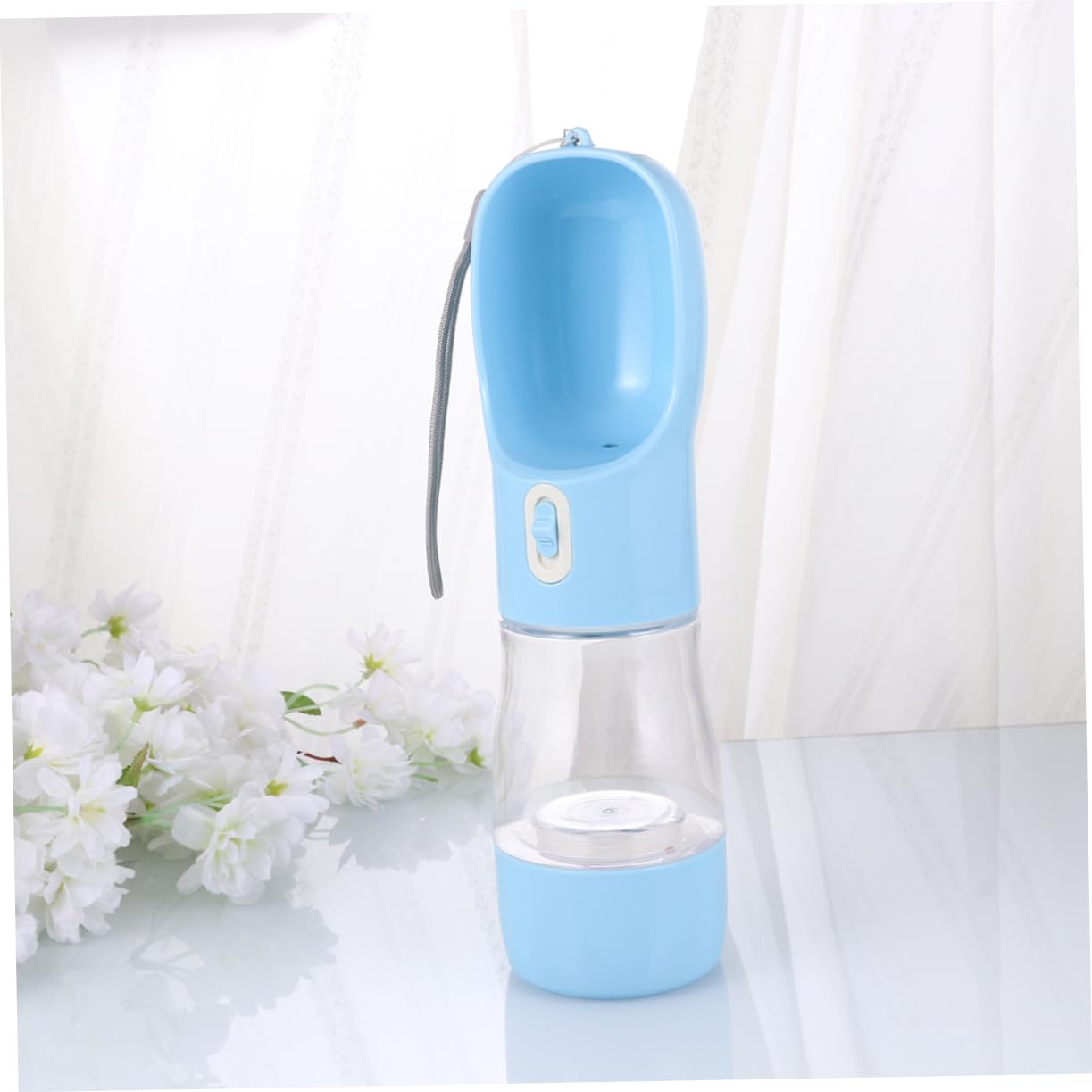 Borraccia per Cani Multifunzione Anti-Perdita, Acqua e Cibo 258/200ml | Bottiglia da Viaggio per Cani, Apertura una Mano, Pc+ABS, per Gatti, Passeggiate e Uscite