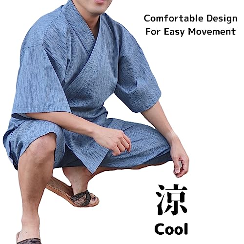 Japan Cool Jinbei Yukata Men's Half-Sleeved Japan Cotton top and Bottom4