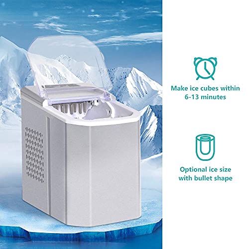 Eismaschine für zu Hause, tragbare kleine Eiswürfelmaschine, elektrische leise Eismaschine mit Schaufel und abnehmbarem… – Bild 5
