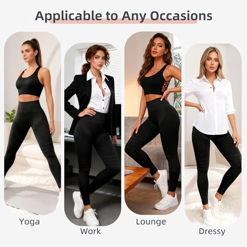 Anti Cellulite Leggings, Sportleggins Damen Lang Kompressions Leggings Po Push Up, Boom Booty High Waist Blickdicht Yoga Pilates Sporthose (DE/NL/SE/PL, Alphanumerisch, L, Regular, Regular, Schwarz)