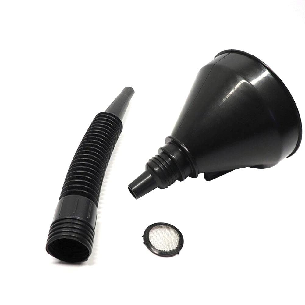 Wudaizhi Black Fuel Funnel With Handle, Plastic Car Petrol Filter Funnel With Flexible Spout For Engine Fluids