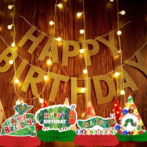 Cartoon Very Hungry Little Green Caterpillar Happy Birthday Honeycomb Centerpieces Insects Theme Gif