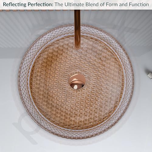 Image of Plantex Round Washbasin for Bathroom /Glass Tabletop Wash Basin /Luxury Transparent Countertop Basin for Home /Office /Hotel (15.5x15.5x5 inch)