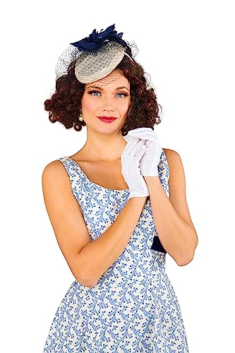 Forum Novelties 76862 Women's 1940's Hat on Headband with Veil, Standard, White/Blue