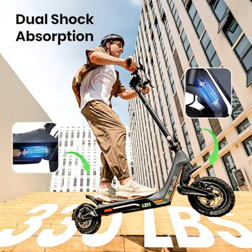 isinwheel Z1 Electric Scooter Adults, 28 MPH Top Speed,1000W Motor E-Scooter Up to 25 Miles, 10” Off-Road Tires, Shock Absorbers & Turn Signal, Foldable Escooter for Adults