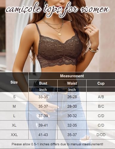 Image of Avidlove Lace Bralette for Women V Neck Cami Tank Y2k Camisoles Adjustable Spaghetti Strap Crop Top Non Padded
