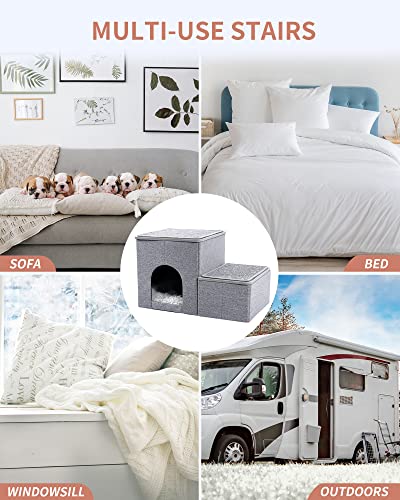 image for Made4Pets Cat Stairs for Bed, Pet Steps Puppy Dog Ladder for Old Cats,