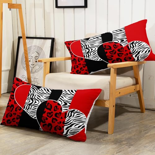 Image of AILONEN Couple Lover Comforter Set Queen Size,Black White Red Romantic Hearts Printed Bedding Set 3 Piece,Modern Bedroom Decor Soft Comforter with 2 Pillowcases