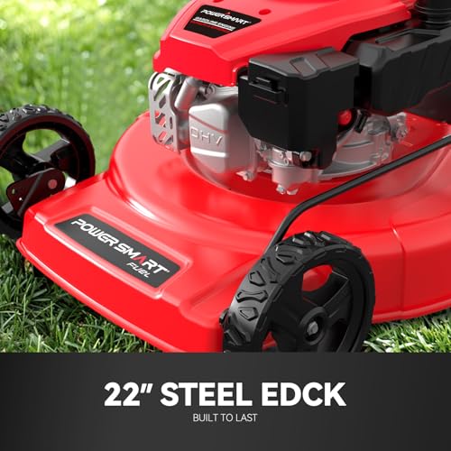 Image of PowerSmart Self Propelled Gas Lawn Mower, 22-inch with 170cc 4-Cycle OHV Engine, Walk-Behind Lawn Mower with 6 Adjustable Heights