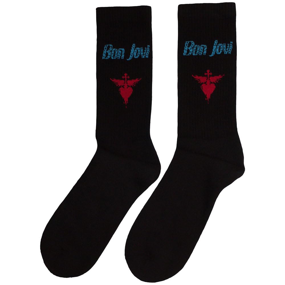 Rock Off officially licensed products Bon Jovi Dagger Heart Blue Logo Terry Socks One Size