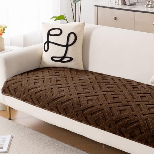 Image of HOKIPO 'Velvet Maze' Premium Anti Slip Sofa Cover Mats for L Shape and 1 /2 /3 Seater Sofa. Make Your Own Sofa Cover Set, 70(D) x 240(L) cm, Dark Brown (AR-5910-DBR)