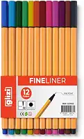 Glizi Fineliner, Canetas Coloridas Ponta Fina 0.4mm, Kits com 10/12/24 Cores, Design Hexagonal (12 Cores (Amarela))