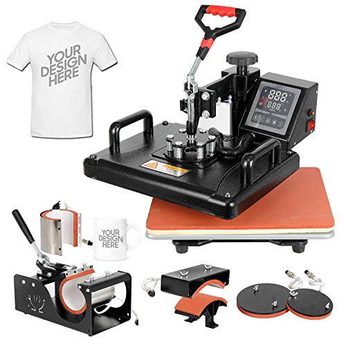 SUPER DEAL Pro 6 in 1 Combo Heat Press Machine T-Shirt Hat Cap