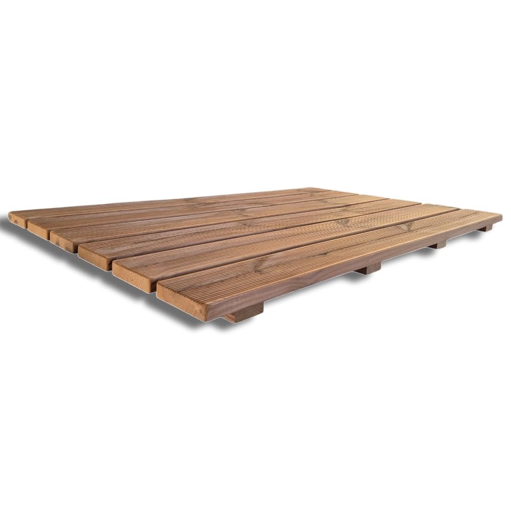 SUNWOOD Thermo-Wood Duschbrett aus Holz, 118 x 78 cm, innen und außen, mit rutschfesten Füßen