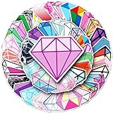 50Pcs Colorful Diamond Stickers,Waterproof Vinyl Gemstone Crystal Stickers for Journaling,Laptop,Water Bottle, Planner,Scrapbook,Phone Case,Luggage,Skateboard,DIY Decor for Gem Lovers