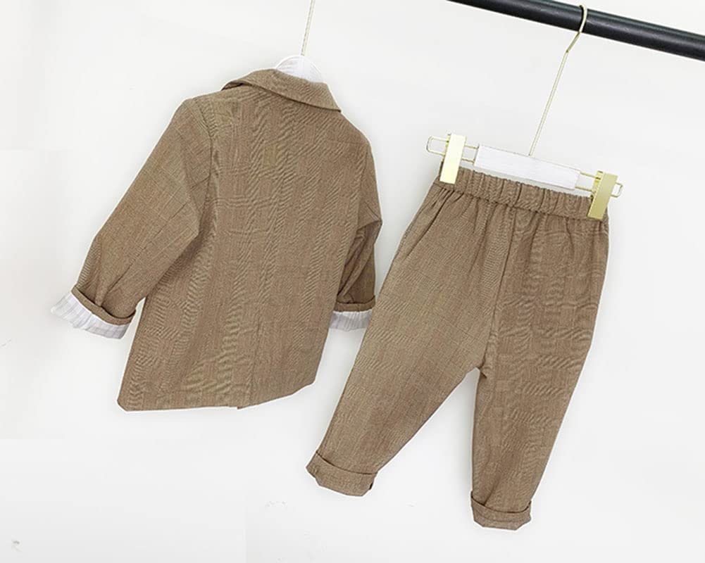 Kinder Jungen Zweiteilige Festlich Anzüge Casual Trendy Smoking Smart Langarm Blazer & Hose Outfit Slim Fit Taufkleidung Freizeitkleidung für Geburtstag Hochzeit Dinner Prom Party