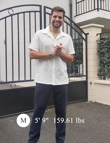 COOFANDY Mens Lightweight Short Sleeve Guayabera Summer Shirt