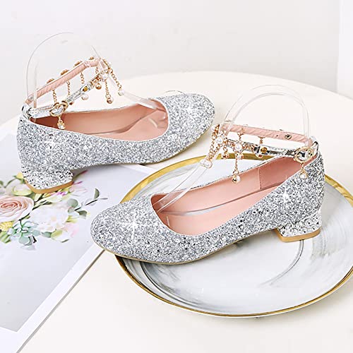 Little Kid Girls Dress Pumps Glitter Shoes Sequins Princess Low Heels Mary Jane Dance Wedding 𝐑hinestones Sandals2