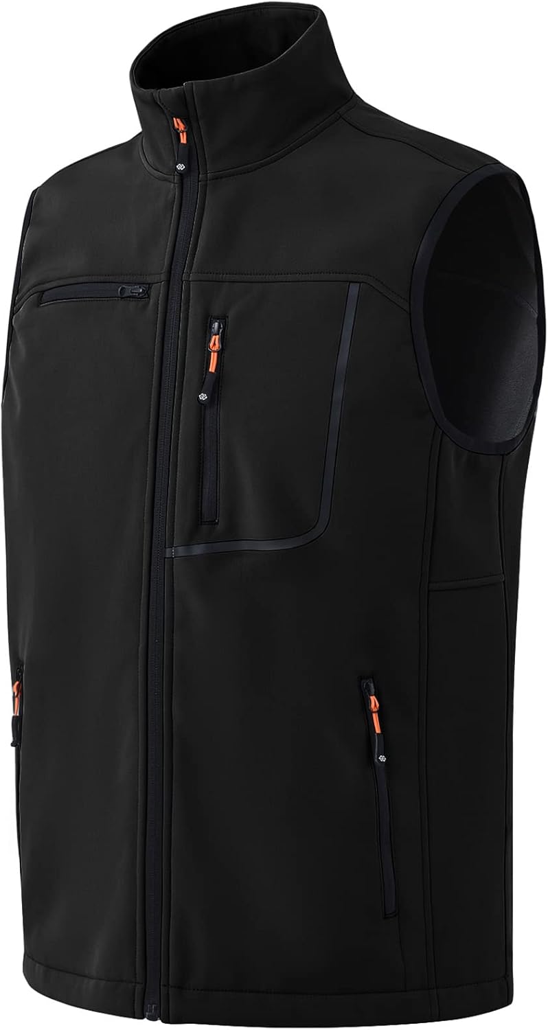MoFiz Men's Vest Outerwear,Vest for men,Full Zip Fleece Lined Light Softshell Windproof Sleeveless Jacket for Hiking Golf