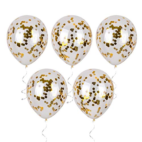 Image of Gold Confetti Balloons - 12inch, 50 Pcs Latex Balloons for Birthday, Wedding, Baby Shower & Christmas Parties
