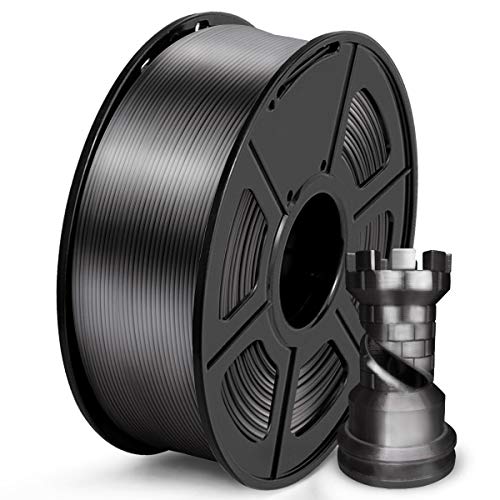 SUNLU Silk 3D Printer Filament, Shiny Surface Silk PLA 3D Filament, Neatly Wound 1.75mm PLA Silk Filament, Smooth Printing No Clogging, 1KG Spool (2.2lbs) Dimensional Accuracy +/- 0.02mm, Silk Black