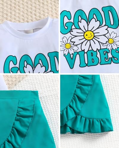 Image of Kids Toddler Girl Summer Clothes Letter Printed T-Shirt Top+ Floral Skirt 2pcs Girl's Skirt Set
