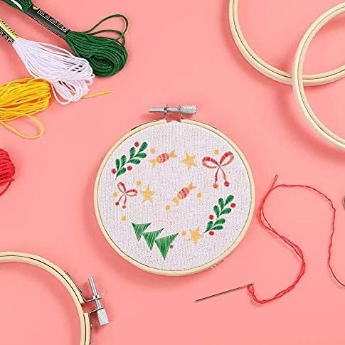 Proumhang 10 Pièces Des Cercles à Broder En Bambou Réglable Anneau De Broderie Bambou Point De Croix Diamètre Extérieur- 30cm,12 Pouces