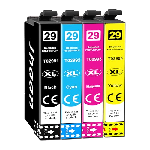 Jhaan 29XL Cartuchos de Tinta Compatible con Epson 29XL 29 XL para Expression Home XP 247 XP 255 XP 235 XP 245 XP 335 XP 342 XP 345 XP 355 XP 332 XP 455 XP 432 XP 435 XP 257 (Paquete de 4)