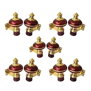 DOORTAIN Curtain Bracket | Wine Gold Finish Window Curtains Holder Support for Window & Door Fitting. (1 Inch, Maroon) 5 Set (10 pcs)