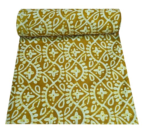 Image of 2 Meter Hand Block Indian Cotton Unstitched Jaipuri Handmade Digital Printed Fabric Material for Women Kurta /Blouse /Palazzos /Piece Material for Women's (Tan)