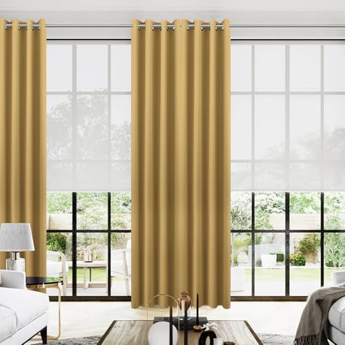 Image of Sun Light Gold Grommet Curtains for Bedroom 52x108 inch Length